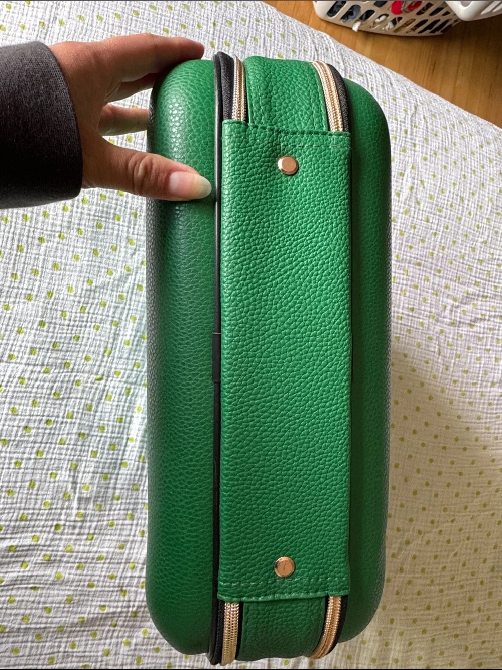 Young Living Green Case with Rose Gold Oval Emblem